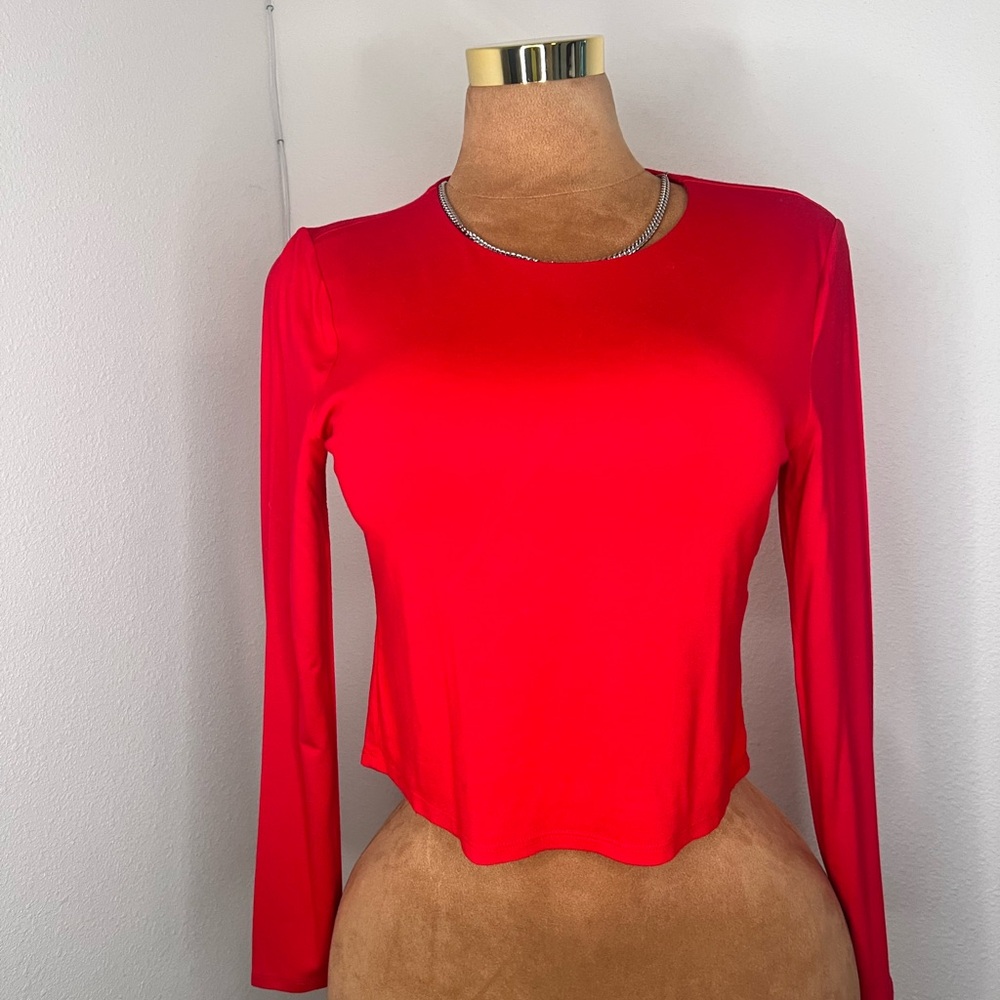 Bar III Red Long Sleeve Tee